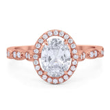 Art Deco Oval Natural Stone Halo Ring