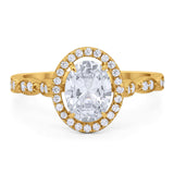 Art Deco Oval Natural Stone Halo Ring