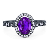 Art Deco Oval Natural Stone Halo Ring