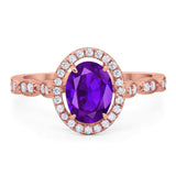 Art Deco Oval Natural Stone Halo Ring