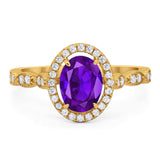 Art Deco Oval Natural Stone Halo Ring