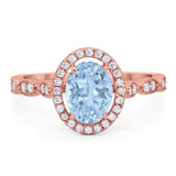 Art Deco Oval Natural Stone Halo Ring