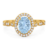 Art Deco Oval Natural Stone Halo Ring
