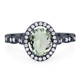 Art Deco Oval Natural Stone Halo Ring