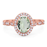 Art Deco Oval Natural Stone Halo Ring