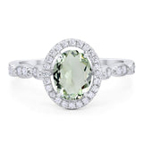 Art Deco Oval Natural Stone Halo Ring
