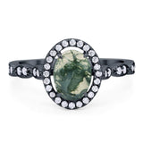 Art Deco Oval Natural Stone Halo Ring