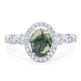 Art Deco Oval Natural Stone Halo Ring