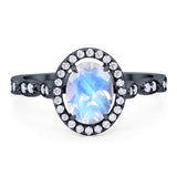 Art Deco Oval Natural Stone Halo Ring