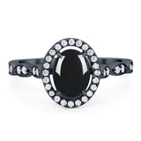Art Deco Oval Natural Stone Halo Ring