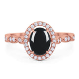 Art Deco Oval Natural Stone Halo Ring