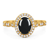 Art Deco Oval Natural Stone Halo Ring
