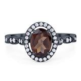 Art Deco Oval Natural Stone Halo Ring