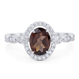 Art Deco Oval Natural Stone Halo Ring