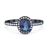 Art Deco Oval Natural Stone Wedding Ring