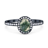 Art Deco Oval Natural Stone Wedding Ring