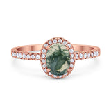 Art Deco Oval Natural Stone Wedding Ring