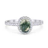 Art Deco Oval Natural Stone Wedding Ring