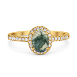 Art Deco Oval Natural Stone Wedding Ring
