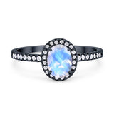 Art Deco Oval Natural Stone Wedding Ring