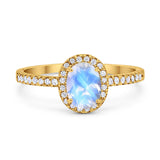 Art Deco Oval Natural Stone Wedding Ring