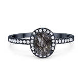 Art Deco Oval Natural Stone Wedding Ring