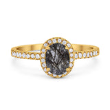 Art Deco Oval Natural Stone Wedding Ring