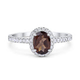 Art Deco Oval Natural Stone Wedding Ring