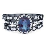 Oval Natural Stone Three Piece Ring