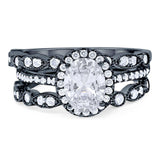 Oval Natural Stone Three Piece Ring