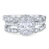 Oval Natural Stone Three Piece Ring