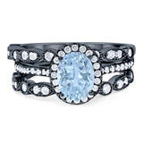 Oval Natural Stone Three Piece Ring
