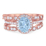 Oval Natural Stone Three Piece Ring