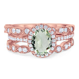 Oval Natural Stone Three Piece Ring