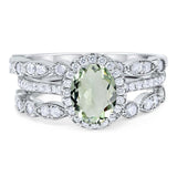Oval Natural Stone Three Piece Ring