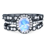 Oval Natural Stone Three Piece Ring