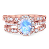 Oval Natural Stone Three Piece Ring