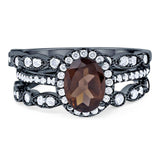 Oval Natural Stone Three Piece Ring