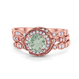 Three Piece Round Natural Stone Flower Ring