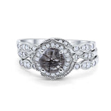 Three Piece Round Natural Stone Flower Ring