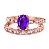 Two Piece Oval Natural Stone Ring