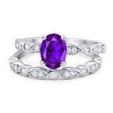 Two Piece Oval Natural Stone Ring