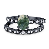 Two Piece Oval Natural Stone Ring