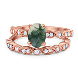 Two Piece Oval Natural Stone Ring