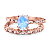 Two Piece Oval Natural Stone Ring
