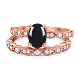 Two Piece Oval Natural Stone Ring