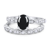 Two Piece Oval Natural Stone Ring
