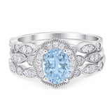 Three Piece Oval Natural Stone Floral Ring