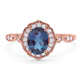 Art Deco Oval Natural Stone Flower Ring