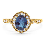 Art Deco Oval Natural Stone Flower Ring